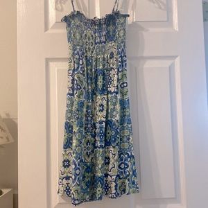 Blue and Green Mosaic Smocked Dress